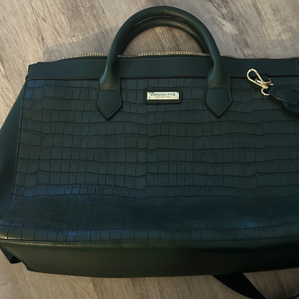 London Fog Dark Green Crocodile-Embossed Men's Briefcase